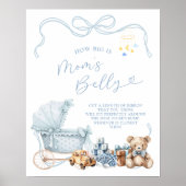Blauw Coquette Koets Hoe Groot Is Mama's Buik Bord Poster (Voorkant)