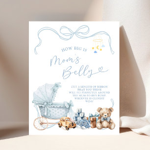 Blauw Coquette Koets Hoe Groot Is Mama's Buik Bord Poster