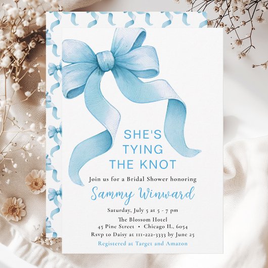 Blauw Coquette Lint Bruidsfeest Kaart
