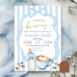 Blauw Coquette Strepen baby is op komst baby Showe Kaart