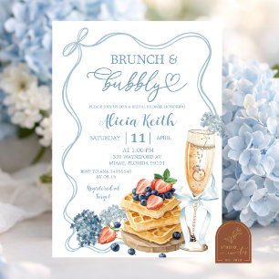 Blauw Coquette Strik Hortensia Bruidsfeest Kaart