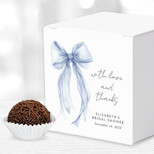 Blauw Coquette Strik Watercolor Bruidsfeest Bedankdoosjes