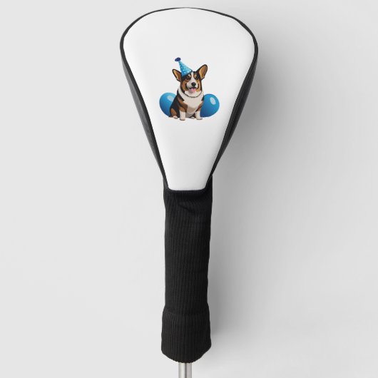 Blauw Corgi verjaardag Classic T-shirt Golfheadcover (Voorkant)