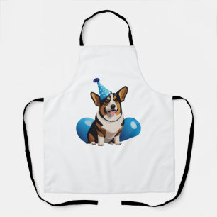 Blauw Corgi verjaardag Classic T-shirt Schort