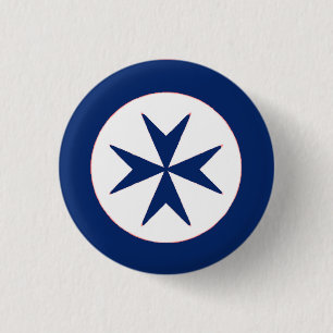 BLAUW CORSAIR STYLE octagon cross Ronde Button 3,2 Cm