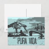 Blauw Costa Rica Pura Vida Surfer Briefkaart (Voorkant / Achterkant)