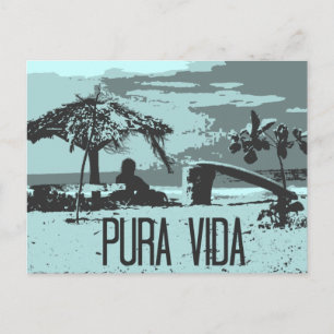 Blauw Costa Rica Pura Vida Surfer Briefkaart