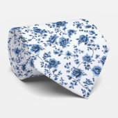 Blauw Cottagecore Bloemmotief Heren Das (Opgerold)