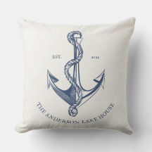  blauw Cream Nautical Anchor Lake House