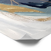 Blauw Crème Abstract Golfposter Poster (Hoek)