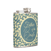Blauw & Crème Blad Patroon Vader van de Bruid Heupfles (Rechts)