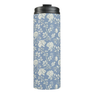 Blauw Crème Bloem Thermosbeker