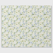 Blauw Crème Bloemig Bruidsdiner Cadeaupapier (Vlak)