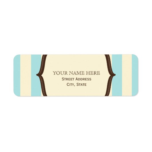 Blauw crème & bruin  Circus geïnspireerd label (Voorkant)