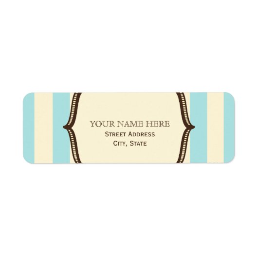 Blauw crème & bruin  Circus geïnspireerd label (Voorkant)