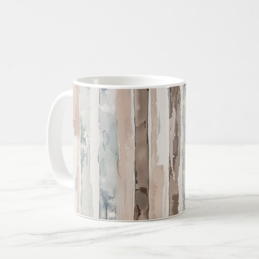 Blauw Crème Bruin Strepen Koffiemok (Voorkant links)