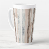 Blauw Crème Bruin Strepen   Latte Mok (Linkerhoek)