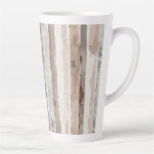 Blauw Crème Bruin Strepen   Latte Mok (Rechts)