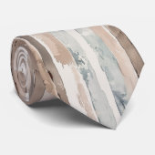Blauw Crème Bruin Strepen   Stropdas (Opgerold)