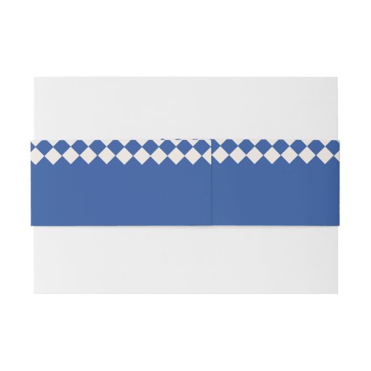  Blauw & Crème Checkerboard Retro Wedding Uitnodigingen Wikkel (Achterkant Voorbeeld)