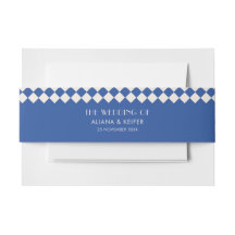  Blauw & Crème Checkerboard Retro Wedding