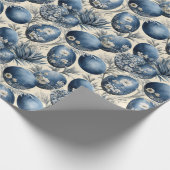 Blauw & crème eierpatroon cadeaupapier (Hoek)