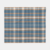Blauw, crème en sinaasappel plaid ontwerp fleece deken (Voorkant (Horizontaal))