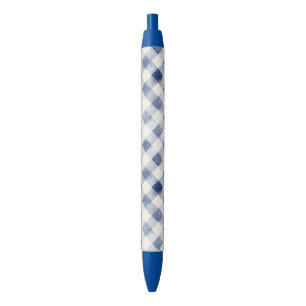 Blauw Crème Gekruist Strepen Zwarte Inkt Pen