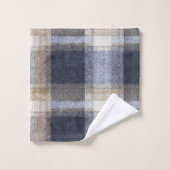 Blauw Crème Geruit Strepen Bad Handdoek (Wasdoekje)