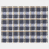 Blauw Crème Geruit Strepen Fleece Deken (Voorkant (Horizontaal))