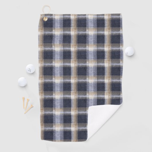 Blauw Crème Geruit Strepen Golfhanddoek (Insitu)