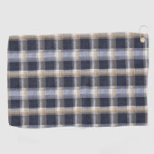 Blauw Crème Geruit Strepen Golfhanddoek (Horizontaal)