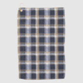 Blauw Crème Geruit Strepen Golfhanddoek (Voorkant)