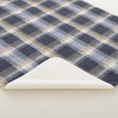 Blauw Crème Geruit Strepen Sherpa Deken (3/4)
