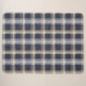Blauw Crème Geruit Strepen Sherpa Deken (Voorkant (horizontaal))