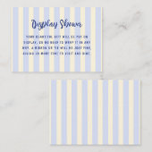 Blauw Crème Gestreepte Bruids-Shower Display Showe Informatiekaartje (Voorkant / Achterkant)
