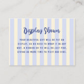 Blauw Crème Gestreepte Bruids-Shower Display Showe Informatiekaartje (Voorkant)