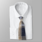 Blauw Crème Gestreepte Plaid Stropdas (Gebonden)