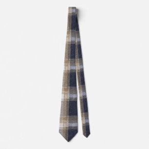 Blauw Crème Gestreepte Plaid Stropdas