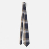 Blauw Crème Gestreepte Plaid Stropdas (Achterkant)