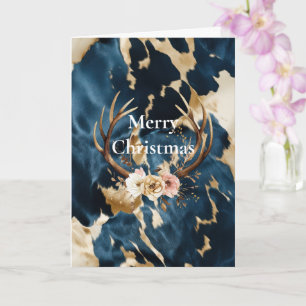 Blauw Crème Goud Cowboy Cowgirl Koeienhuid Kerstmi Kaart