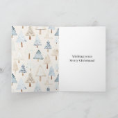 Blauw Crème Kerstbomen Kaart (Binnen)