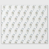 Blauw Crème Kerststokken Strikken Kerstmis Cadeaupapier (Vlak)
