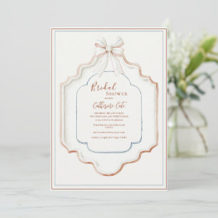 Blauw Crème Kleur Vintage Lijst Elegante Bruiloft Kaart