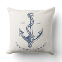  blauw crème - Nautisch ankerpatroon