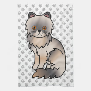 Blauw Crème Perzisch Mopshond Cute Cartoon Kat Ill Theedoek