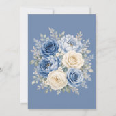 Blauw & Crème Roos Bloemstuk Bruiloft Kaart (Achterkant)