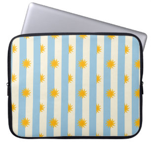 Blauw Crème Streep Goud Zonneburst Laptop Hoes