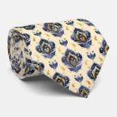 Blauw/Crème Stropdas (Opgerold)