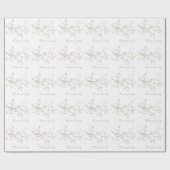 Blauw Crème Vogel Takken Bloem Bruiloft Cadeaupapier (Vlak)